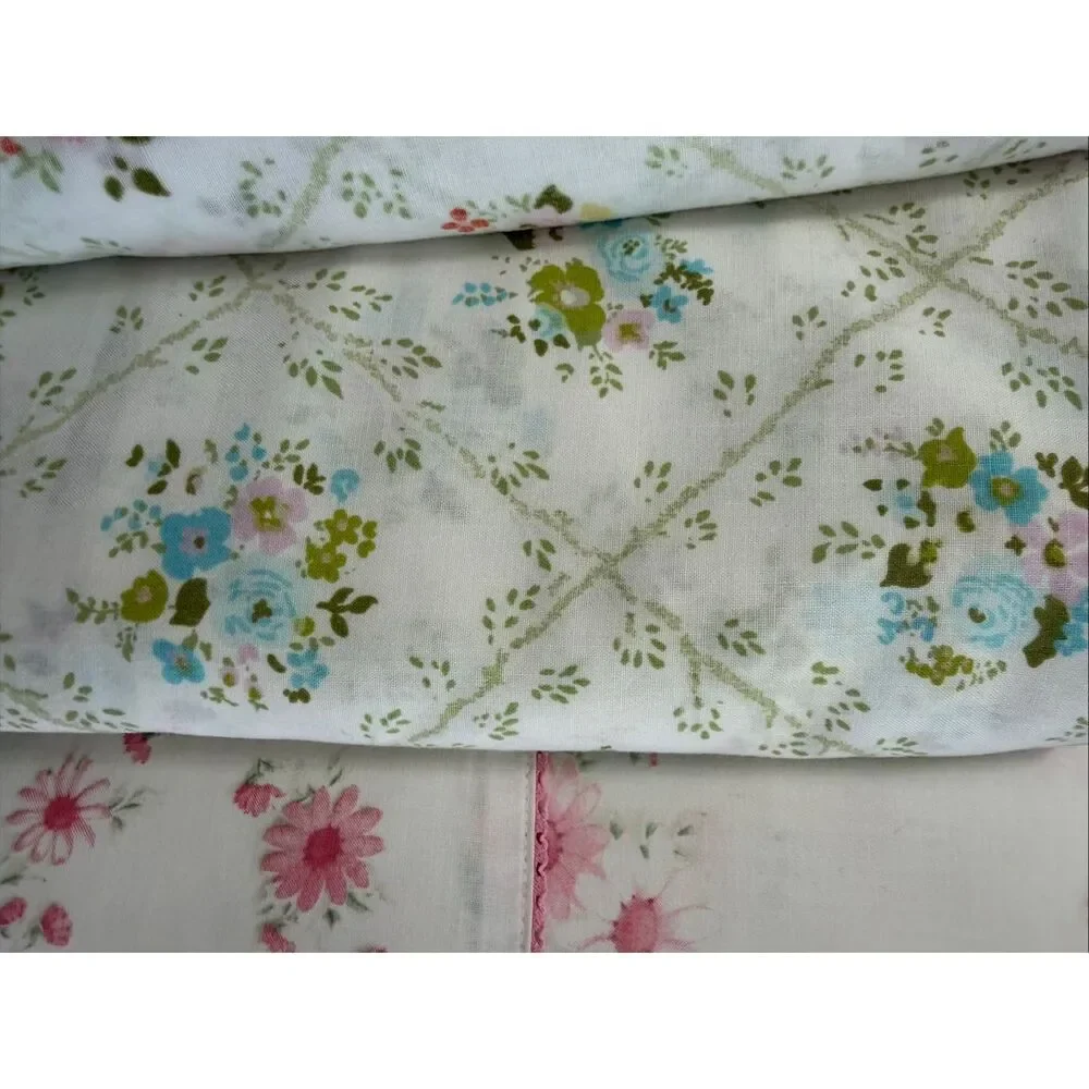 Vintage 5 Flat Sheets Cannon Monticello JCPenney Twin Full Queen Floral Plaid Pa